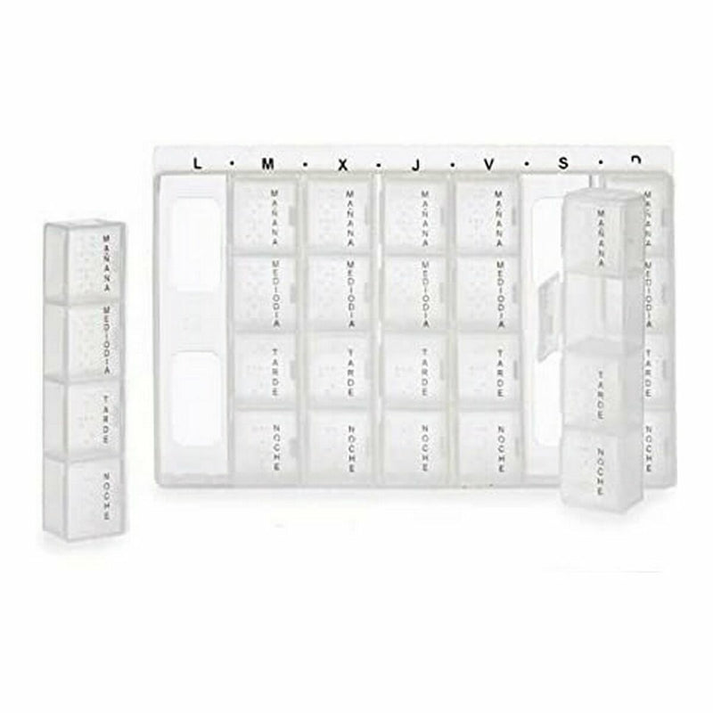 Pilulier hebdomadaire transparent compartiments organisation médicaments PMR